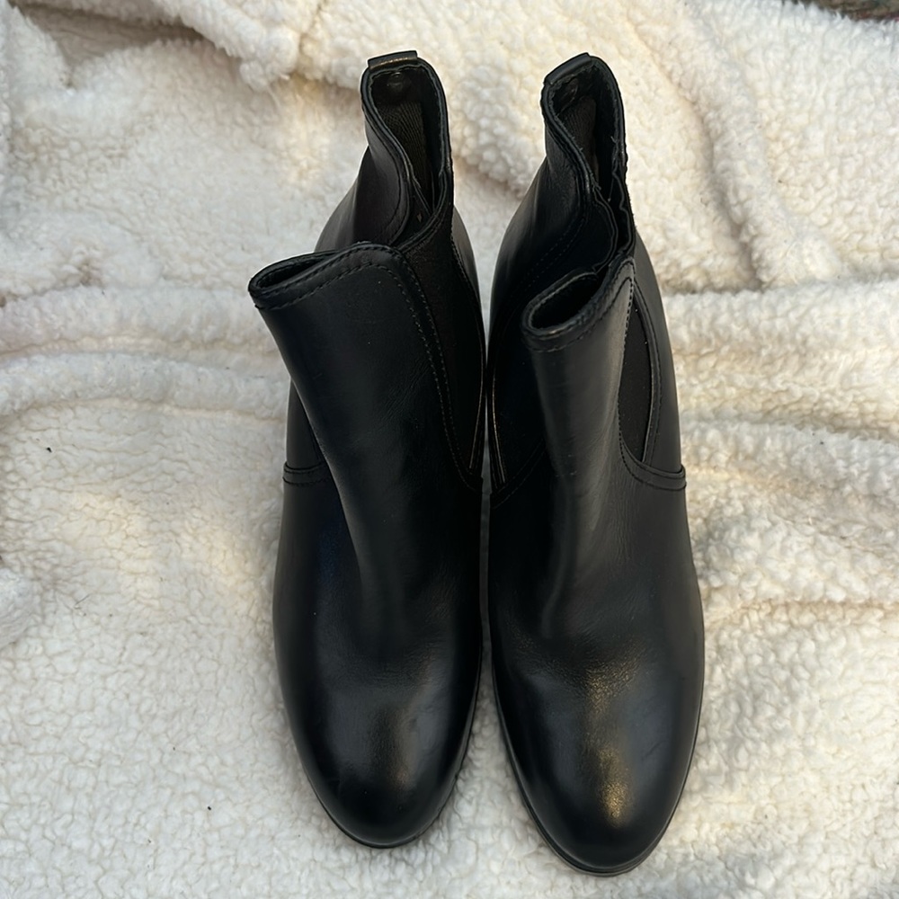Black, wedge, leather booties